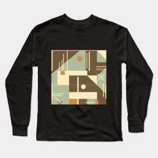 Earthy Tones in Abstract Shapes: Vintage-Inspired Geometric Design. Long Sleeve T-Shirt